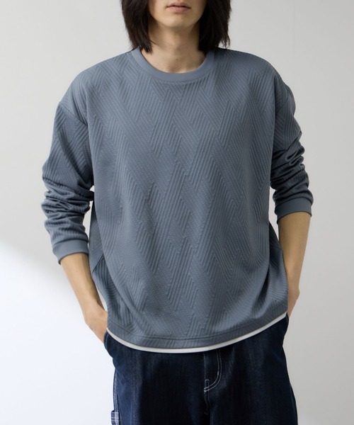 URBAN COLLECTION（アーバンコレクション）の「URBAN COLLECTION膨れJQD フェイククルーネックL/S（Tシャツ/カットソー・メンズ・サックスブルー/ブラック/グレー/オフホワイト・XL/L/M/S）」の18枚目の写真