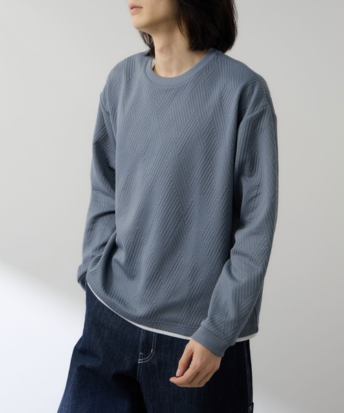 URBAN COLLECTION（アーバンコレクション）の「URBAN COLLECTION膨れJQD フェイククルーネックL/S（Tシャツ/カットソー・メンズ・サックスブルー/ブラック/グレー/オフホワイト・XL/L/M/S）」の19枚目の写真