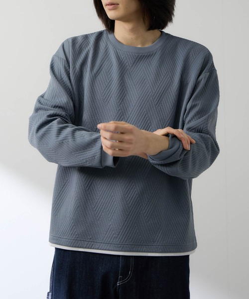 URBAN COLLECTION（アーバンコレクション）の「URBAN COLLECTION膨れJQD フェイククルーネックL/S（Tシャツ/カットソー・メンズ・サックスブルー/ブラック/グレー/オフホワイト・XL/L/M/S）」の20枚目の写真