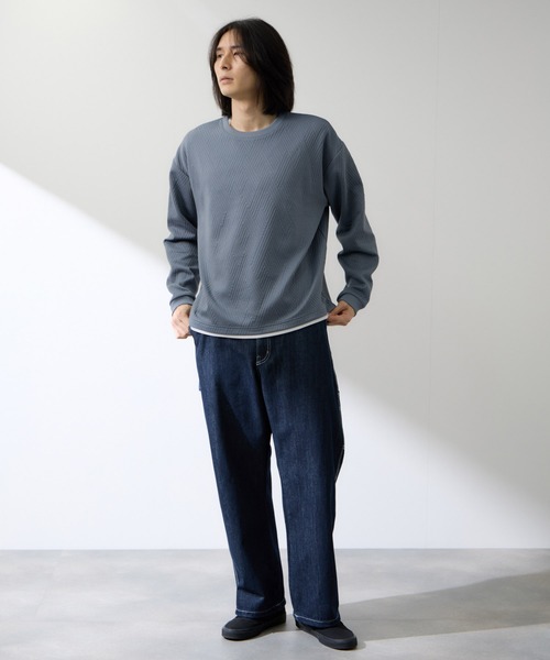 URBAN COLLECTION（アーバンコレクション）の「URBAN COLLECTION膨れJQD フェイククルーネックL/S（Tシャツ/カットソー・メンズ・サックスブルー/ブラック/グレー/オフホワイト・XL/L/M/S）」の21枚目の写真