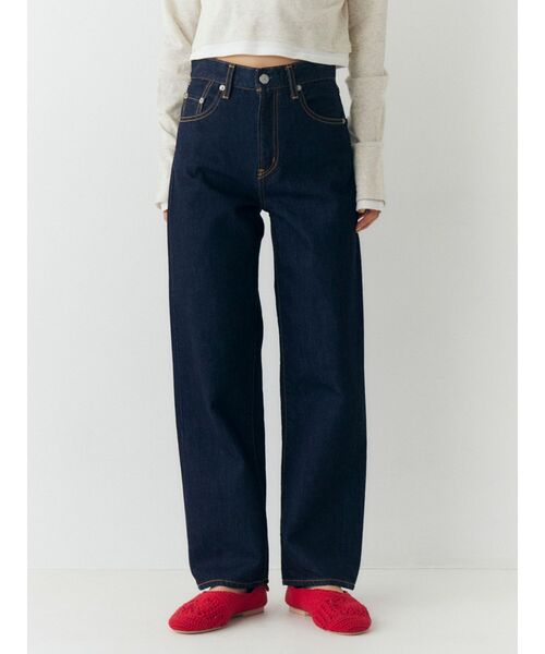 Ungrid(アングリッド)の「ハイウエストスリムストレートデニム(デニムパンツ・レディース・ブルー/インディゴブルー・26inch/25inch/24inch)」の4枚目の写真