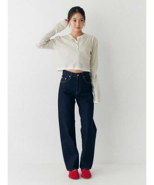 Ungrid(アングリッド)の「ハイウエストスリムストレートデニム(デニムパンツ・レディース・ブルー/インディゴブルー・26inch/25inch/24inch)」の7枚目の写真