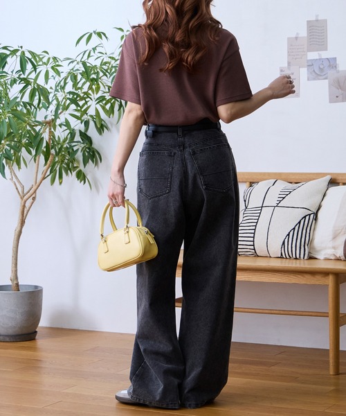 PENNEYS（ぺニーズ）の「PENNEYS/ペニーズ 別注 THE FOX ワンポイント刺繍 ワッフル ヘンリーネック ルーズ 半袖Tシャツ（Tシャツ/カットソー・レディース・ブラウン系/ワイン/ブラック/チャコールグレー/オフホワイト/ブラック系/ネイビー/ライトグレー・L/M）」の9枚目の写真