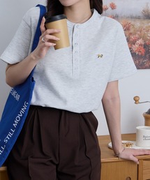 PENNEYS（ぺニーズ）の「PENNEYS ペニーズ 別注 THE FOX ワンポイント刺繍 ワッフル ヘンリーネック ルーズ 半袖Tシャツ（Tシャツ/カットソー）」