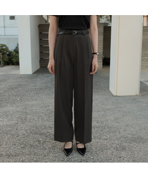 Classic Pintuck Wide Slacks [Charcoal]