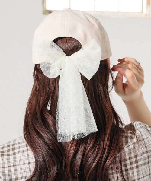 Honeys（ハニーズ）の「バックリボンキャップ（キャップ・レディース・サックスブルー系1/ブラック/ピンクベージュ/アイボリー・M）」の7枚目の写真