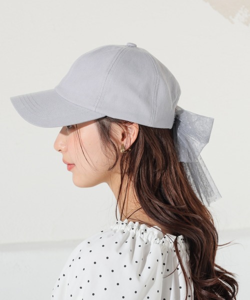 Honeys（ハニーズ）の「バックリボンキャップ（キャップ・レディース・サックスブルー系1/ブラック/ピンクベージュ/アイボリー・M）」の12枚目の写真