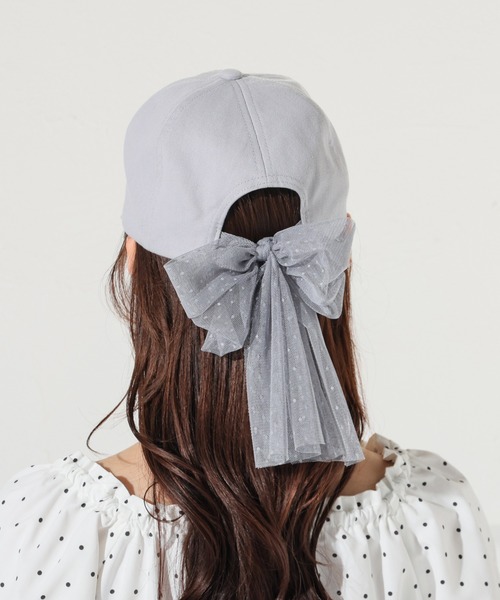 Honeys（ハニーズ）の「バックリボンキャップ（キャップ・レディース・サックスブルー系1/ブラック/ピンクベージュ/アイボリー・M）」の13枚目の写真