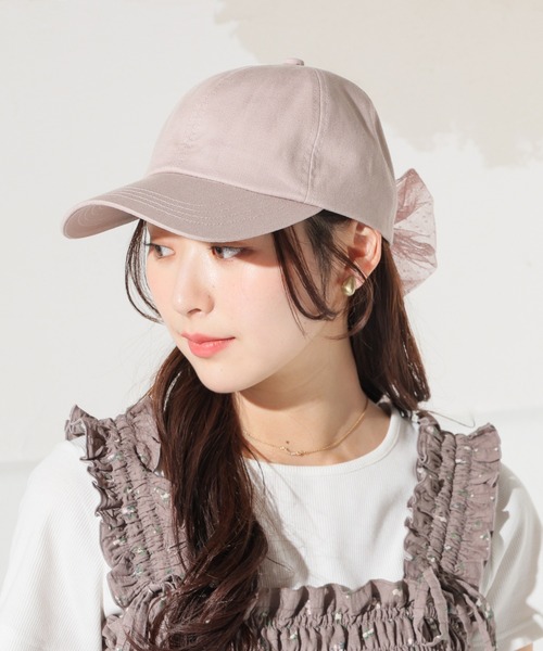 Honeys（ハニーズ）の「バックリボンキャップ（キャップ・レディース・サックスブルー系1/ブラック/ピンクベージュ/アイボリー・M）」の16枚目の写真