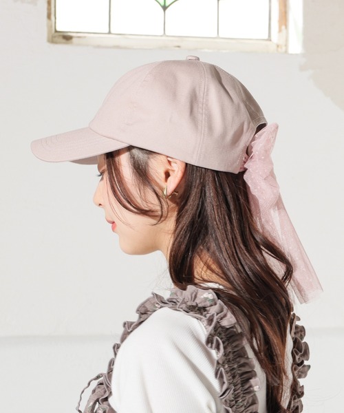 Honeys（ハニーズ）の「バックリボンキャップ（キャップ・レディース・サックスブルー系1/ブラック/ピンクベージュ/アイボリー・M）」の17枚目の写真
