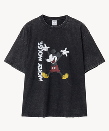 ヴィンテージウォッシングジャンプ_ミッキー_ Tシャツ (ブラック)