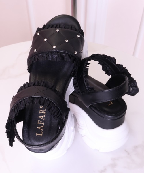 LAFARY(ラファリー)の「ロゴキルティングスポサン(サンダル・レディース・ピンク/ブラック/アイボリー/ホワイト・LARGE/MEDIUM)」の10枚目の写真