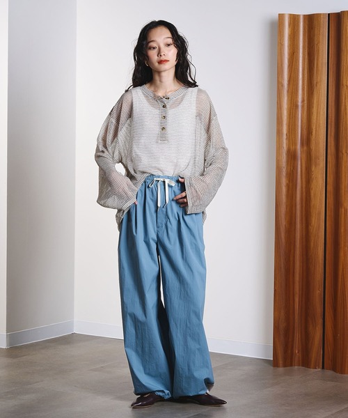 ROSE BUD(ローズバッド)の「SHEER STRIPS PULLOVER(Tシャツ/カットソー・レディース・ブラウン/ホワイト/ライトブルー・ONE SIZE)」の8枚目の写真