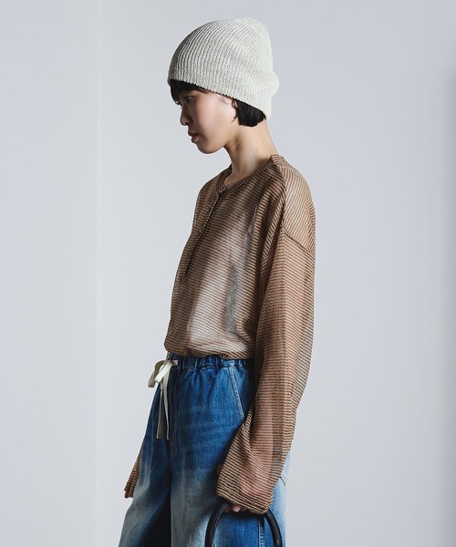 ROSE BUD(ローズバッド)の「SHEER STRIPS PULLOVER(Tシャツ/カットソー・レディース・ブラウン/ホワイト/ライトブルー・ONE SIZE)」の13枚目の写真