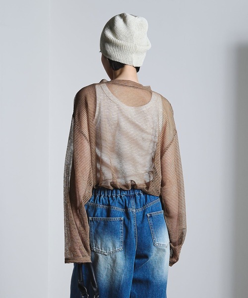 ROSE BUD(ローズバッド)の「SHEER STRIPS PULLOVER(Tシャツ/カットソー・レディース・ブラウン/ホワイト/ライトブルー・ONE SIZE)」の14枚目の写真