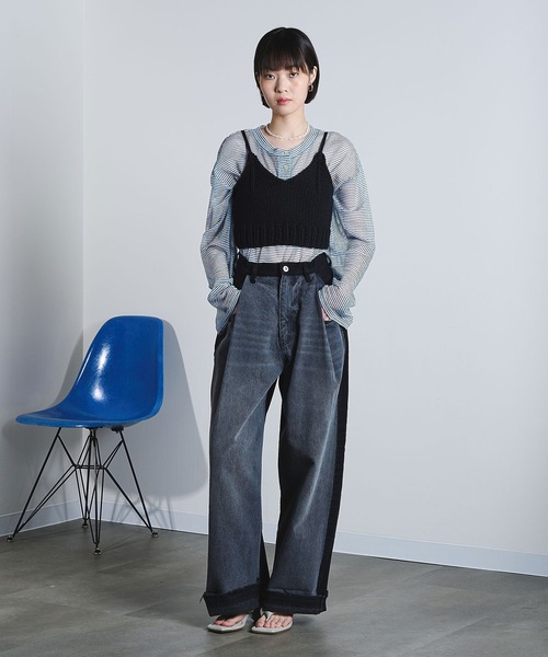 ROSE BUD(ローズバッド)の「SHEER STRIPS PULLOVER(Tシャツ/カットソー・レディース・ブラウン/ホワイト/ライトブルー・ONE SIZE)」の18枚目の写真