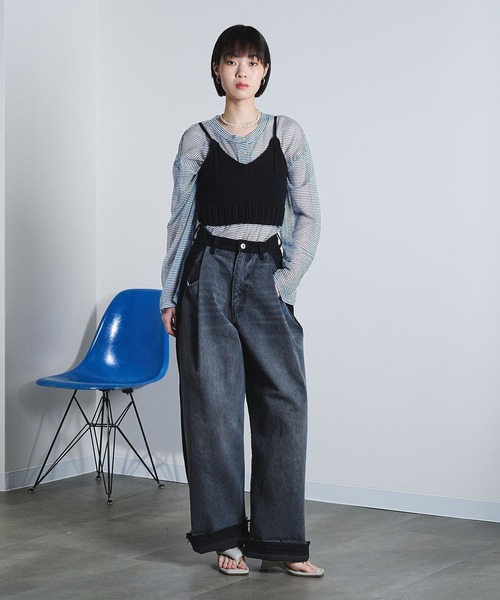 ROSE BUD(ローズバッド)の「SHEER STRIPS PULLOVER(Tシャツ/カットソー・レディース・ブラウン/ホワイト/ライトブルー・ONE SIZE)」の19枚目の写真