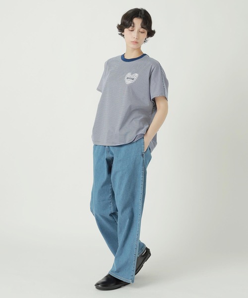 ZUCCa(ズッカ)の「HEART LOGO STRIPED T(Tシャツ/カットソー・レディース・ベージュ/ブラック/ブルー・M size)」の3枚目の写真