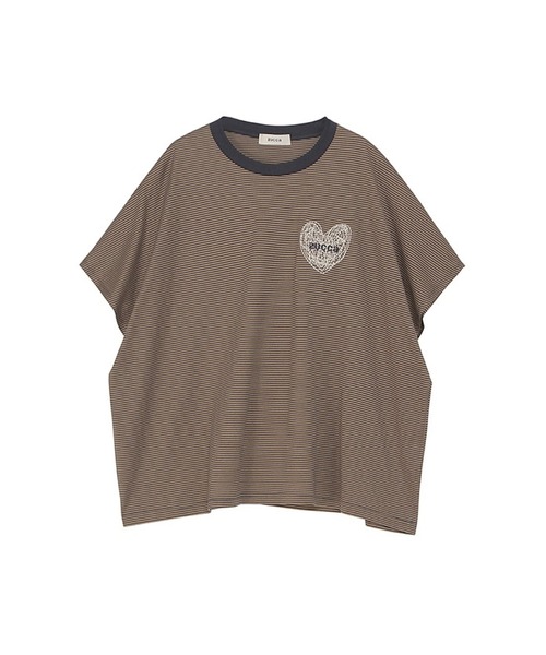 ZUCCa(ズッカ)の「HEART LOGO STRIPED T(Tシャツ/カットソー・レディース・ベージュ/ブラック/ブルー・M size)」の13枚目の写真