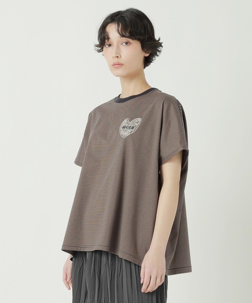 ZUCCa(ズッカ)の「HEART LOGO STRIPED T(Tシャツ/カットソー・レディース・ベージュ/ブラック/ブルー・M size)」の10枚目の写真