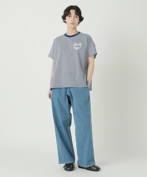 ZUCCa(ズッカ)の「HEART LOGO STRIPED T(Tシャツ/カットソー・レディース・ベージュ/ブラック/ブルー・M size)」の7枚目の写真
