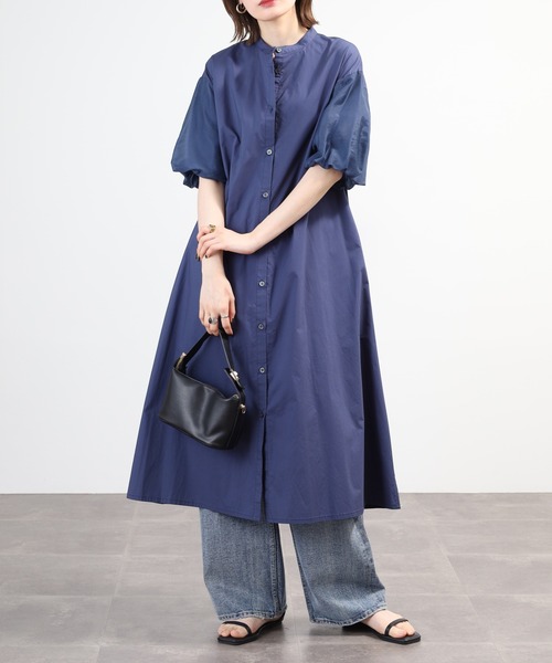 Anna Nicola(アンナニコラ)の「Anna Nicola バルーンスリーブワンピース 半端袖(ワンピース・レディース・ネイビー/キャメル/ブラック・38)」の2枚目の写真