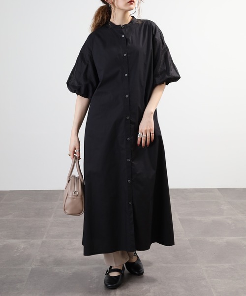 Anna Nicola(アンナニコラ)の「Anna Nicola バルーンスリーブワンピース 半端袖(ワンピース・レディース・ネイビー/キャメル/ブラック・38)」の18枚目の写真