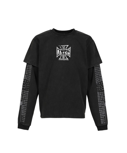 ALICE HOLLYWOOD(アリスハリウッド)の「NUBIAN x ALICE MOTO COUTURE LAYERED LS T-SHIRT (EXCLUSIVE)(Tシャツ/カットソー・メンズ・ブラック・LARGE/X-SMALL/XX-LARGE/X-LARGE/SMALL/MEDIUM)」の5枚目の写真