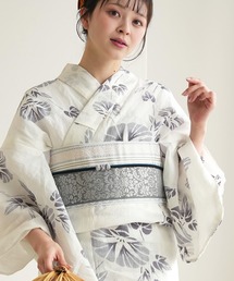 utatane | 手染め注染浴衣3点セット utatane×注染工房 本麻 近江縮 淡墨（うすずみ）の朝顔 博多織正絹小袋帯(浴衣)