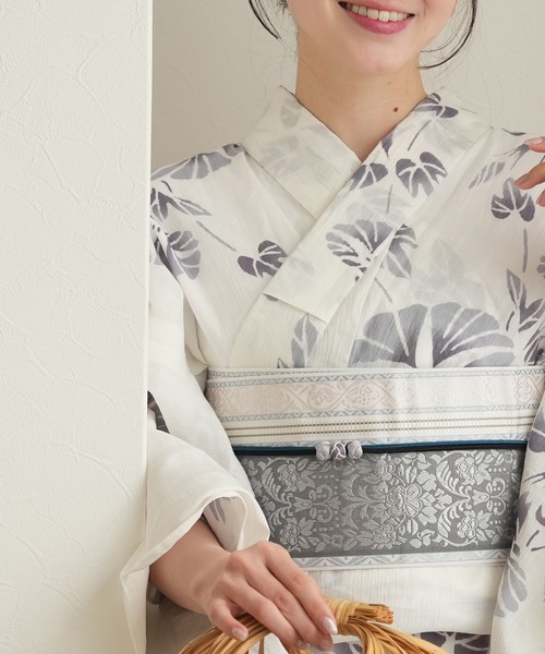 utatane（ウタタネ）の「手染め注染浴衣3点セット utatane×注染工房 本麻 近江縮 淡墨（うすずみ）の朝顔 博多織正絹小袋帯（浴衣・レディース・キナリ・FREE）」の8枚目の写真