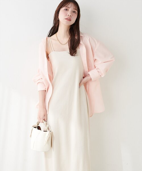 natural couture(ナチュラルクチュール)の「カップ付きキャミワンピース(ワンピース・レディース・ライトグレー/ブラック/アイボリー/スミクロ・FREE)」の9枚目の写真