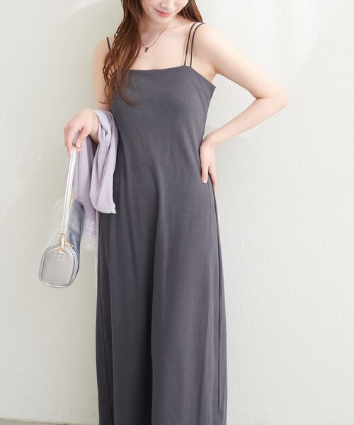 natural couture(ナチュラルクチュール)の「カップ付きキャミワンピース(ワンピース・レディース・ライトグレー/ブラック/アイボリー/スミクロ・FREE)」の22枚目の写真
