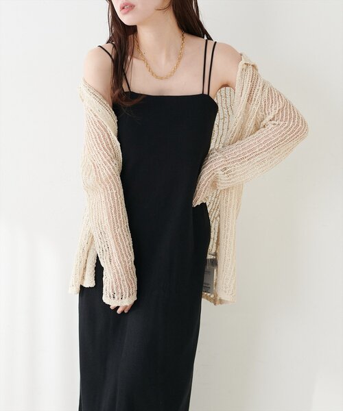 natural couture(ナチュラルクチュール)の「カップ付きキャミワンピース(ワンピース・レディース・ライトグレー/ブラック/アイボリー/スミクロ・FREE)」の5枚目の写真