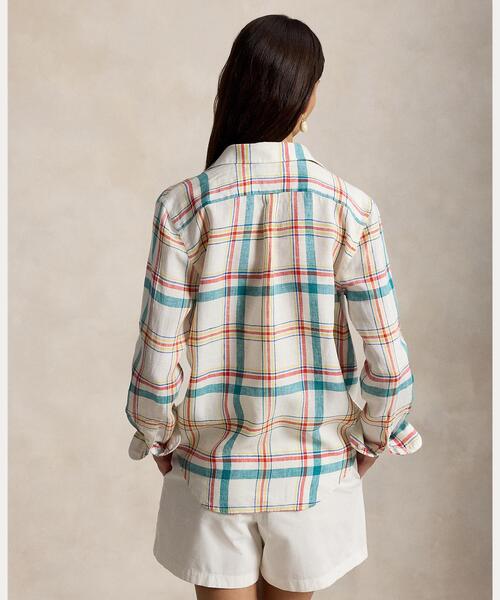 POLO RALPH LAUREN（ポロ ラルフ ローレン）の「クラシック フィット チェック リネン シャツ（シャツ/ブラウス・レディース・ホワイト・XXS/XS/L/M/S）」の4枚目の写真