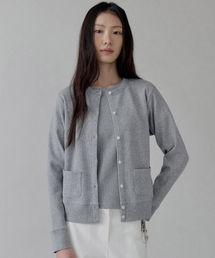 Waffle Cotton Jersey Cardigan_MELANGE