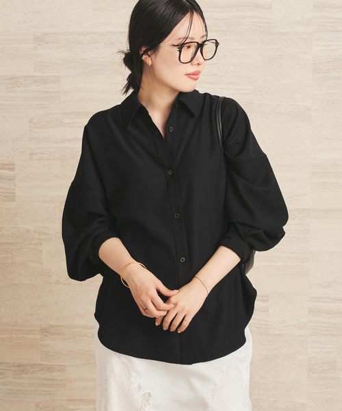 plage(プラージュ)の「Dolman Wrap シャツ(シャツ/ブラウス・レディース・ブラック/ベージュ・36/38)」の10枚目の写真