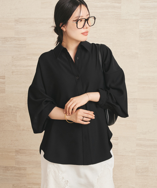 plage(プラージュ)の「Dolman Wrap シャツ(シャツ/ブラウス・レディース・ブラック/ベージュ・36/38)」の13枚目の写真