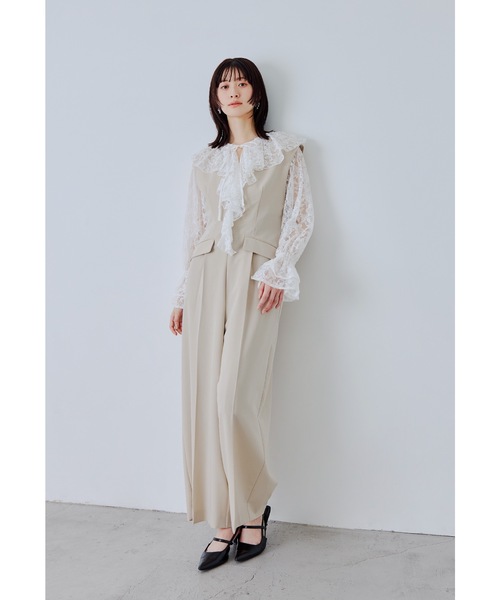 niana（ニアナ）の「レースラッフルオールインワンドレス 2点セット パンツドレス セットアップ 結婚式 成人式 二次会 同窓会 セレモニー パーティードレス オケージョンドレス お呼ばれ（パンツドレス・レディース・グレー/ブラック/ベージュ・S/M/L）」の18枚目の写真
