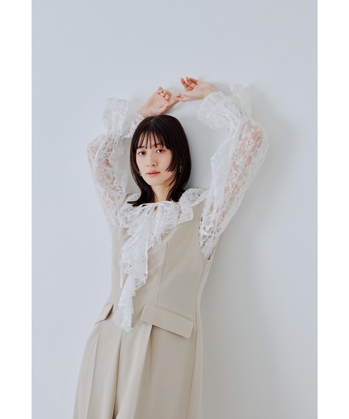 niana（ニアナ）の「レースラッフルオールインワンドレス 2点セット パンツドレス セットアップ 結婚式 成人式 二次会 同窓会 セレモニー パーティードレス オケージョンドレス お呼ばれ（パンツドレス・レディース・グレー/ブラック/ベージュ・S/M/L）」の19枚目の写真