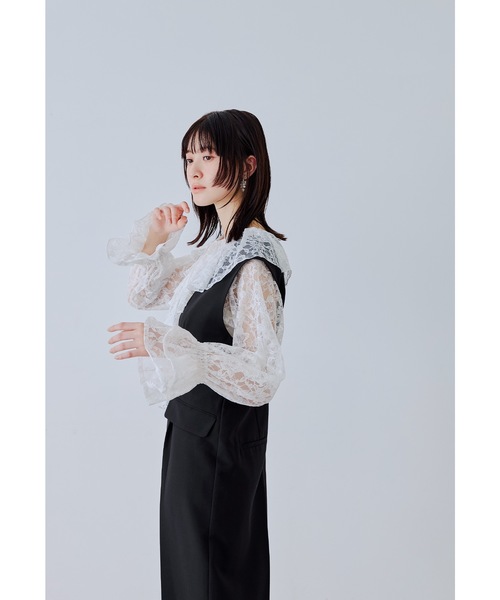 niana（ニアナ）の「レースラッフルオールインワンドレス 2点セット パンツドレス セットアップ 結婚式 成人式 二次会 同窓会 セレモニー パーティードレス オケージョンドレス お呼ばれ（パンツドレス・レディース・グレー/ブラック/ベージュ・S/M/L）」の14枚目の写真