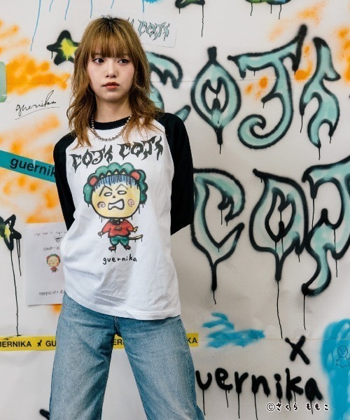 ROYAL FLASH（ロイヤルフラッシュ）の「guernika/ゲルニカ/Drooping COJI-COJI Raglan Sleeve T-Shirt（Tシャツ/カットソー・メンズ・ホワイト・L/M/XL）」の9枚目の写真