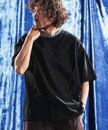 mt10443-Tucked Design & Pique Jacquard Rib T-shirt Tシャツ(AG06-022scg)