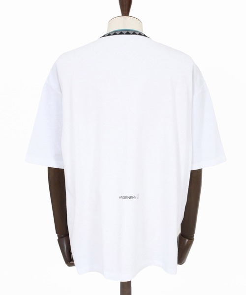 ANGENEHM(アンゲネーム)の「mt10443-Tucked Design & Pique Jacquard Rib T-shirt Tシャツ(AG06-022scg)(Tシャツ/カットソー・メンズ・ホワイト/ブラック・L/M/S)」の12枚目の写真