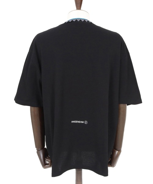 ANGENEHM(アンゲネーム)の「mt10443-Tucked Design & Pique Jacquard Rib T-shirt Tシャツ(AG06-022scg)(Tシャツ/カットソー・メンズ・ホワイト/ブラック・L/M/S)」の14枚目の写真