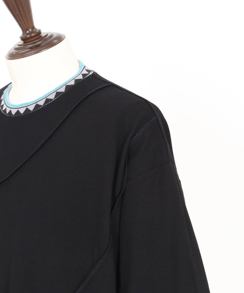 ANGENEHM(アンゲネーム)の「mt10443-Tucked Design & Pique Jacquard Rib T-shirt Tシャツ(AG06-022scg)(Tシャツ/カットソー・メンズ・ホワイト/ブラック・L/M/S)」の17枚目の写真
