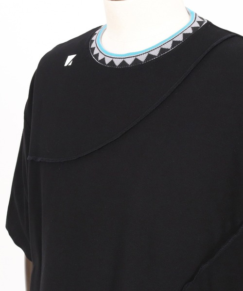 ANGENEHM(アンゲネーム)の「mt10443-Tucked Design & Pique Jacquard Rib T-shirt Tシャツ(AG06-022scg)(Tシャツ/カットソー・メンズ・ホワイト/ブラック・L/M/S)」の20枚目の写真