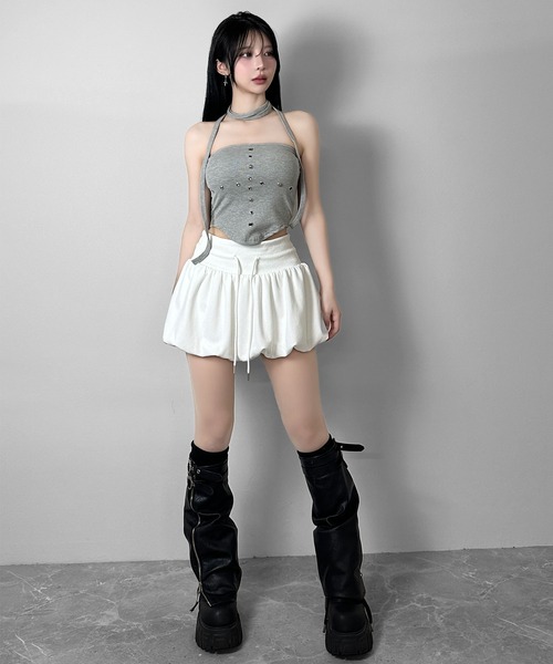 FOLLOWIN(フォロウィン)の「【カップ付き】アイレットデザインチューブトップ(チューブトップ・レディース・ブラック/グレー/ホワイト・FREE)」の8枚目の写真