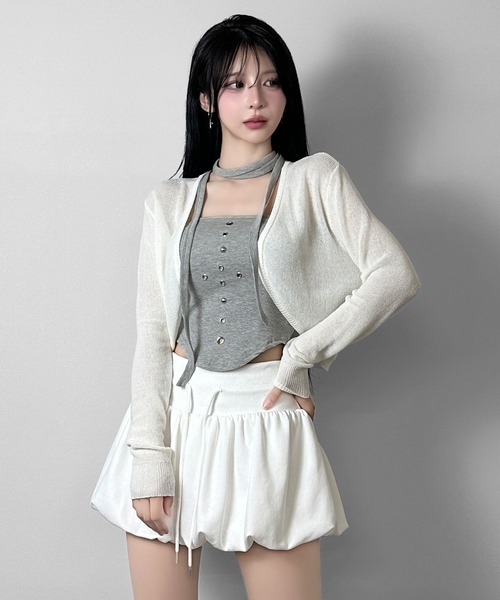 FOLLOWIN(フォロウィン)の「【カップ付き】アイレットデザインチューブトップ(チューブトップ・レディース・ブラック/グレー/ホワイト・FREE)」の14枚目の写真