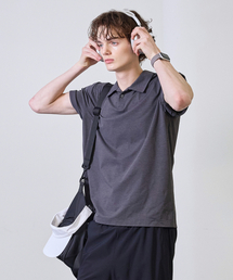 BASIC HOUSE（ベーシックハウス）の「通気性ソロナレギュラーフィットオープンカラー半袖Tシャツダークグレー（Tシャツ/カットソー）」