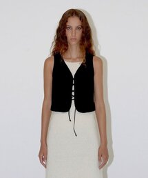 DIAGONAL（ダイアゴナル）の「COTTON LACE UP VEST (black)（ベスト）」